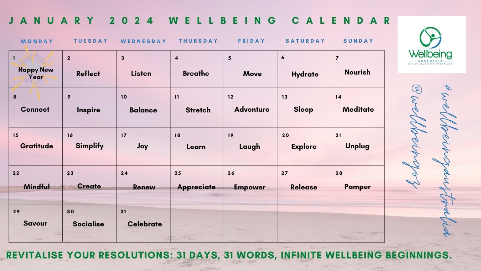 YOUR JANUARY 2024 CALENDAR Wellbeing Australia